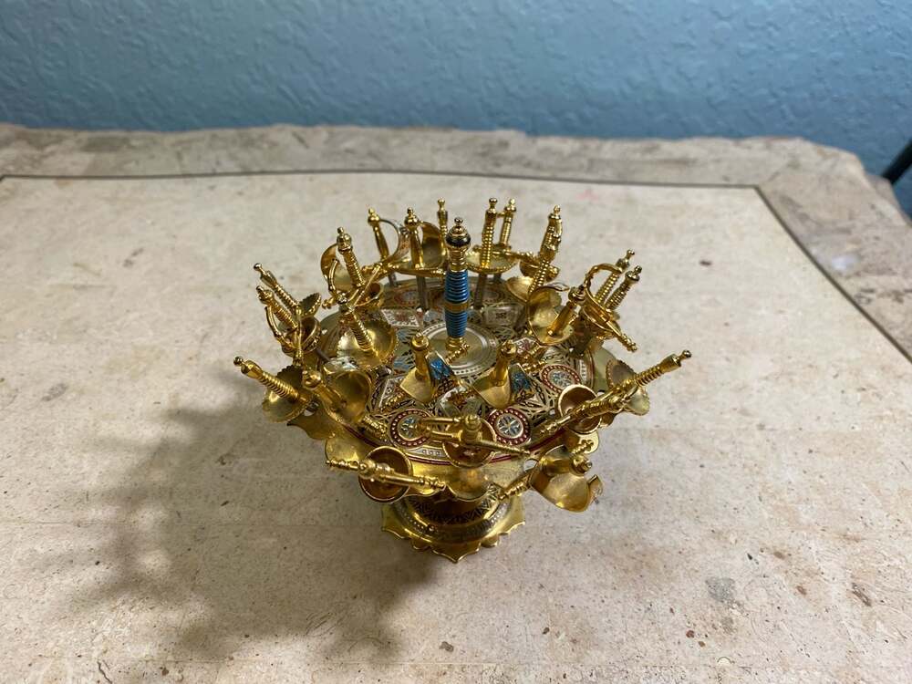 Vintage Toledo Spain 2-Tier Damascene Sword Cocktail Pick 24 set - Picture 5 of 6